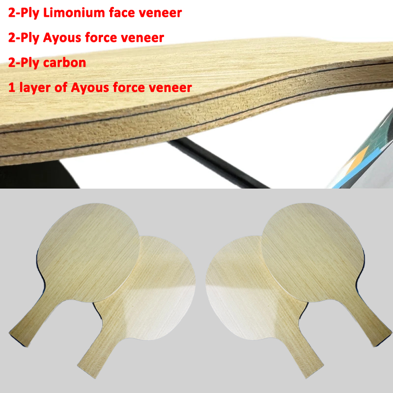 Padel Racket Carbon - Tischtennisschläger mit Limonium-Fichte-Ayous-Schichten 2-Schicht-Karbon Ping-Pong-Schläger Holz-Karbon-Verbund