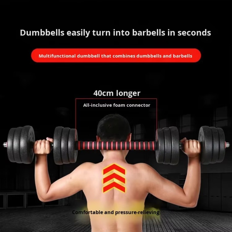 Sports Equipment Set - Herren Heimfitness Verstellbares Hantelset Stahl-Langhantel Gummibeschichtete