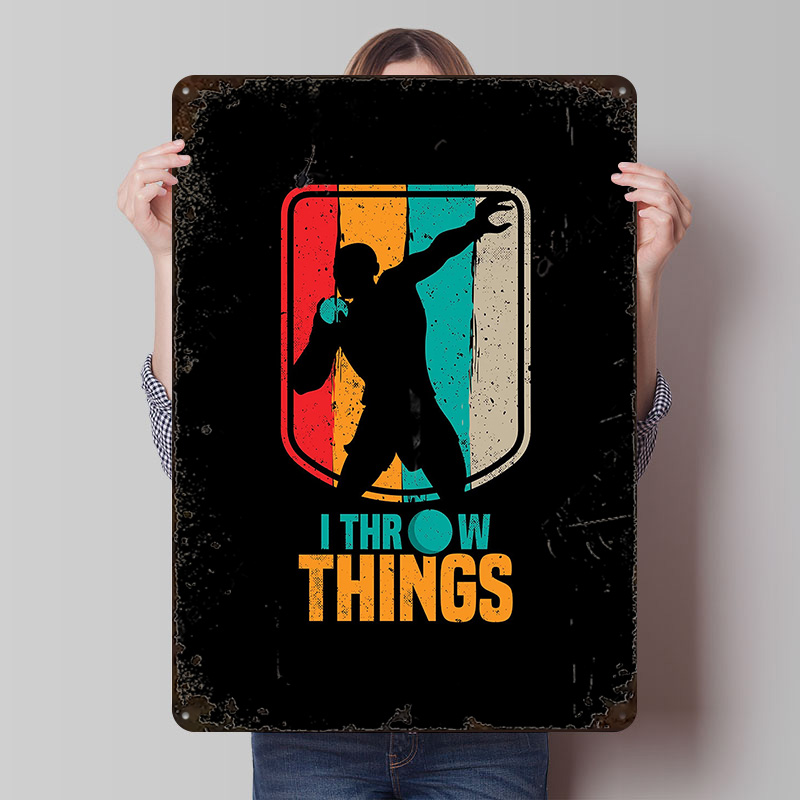 Shot Put Metal - Lustige Gewichtheber-Geschenkidee Blechposter Personalisierte Wandkunst Retro