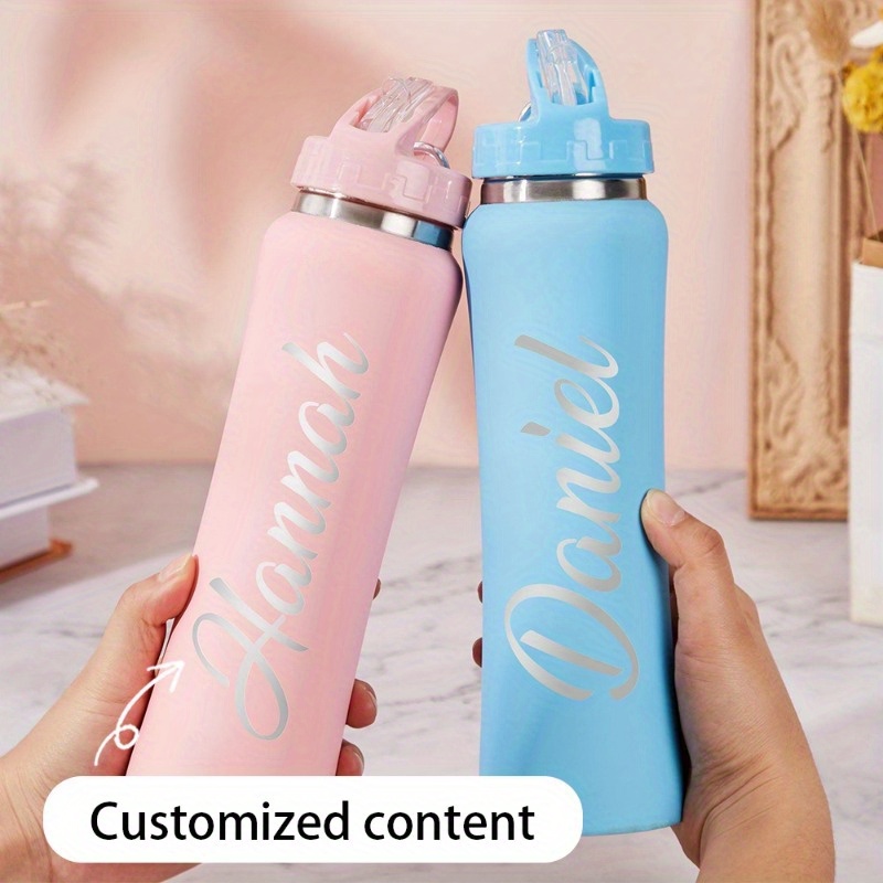 Name Sports Equipment - Personalisierte Edelstahl-Wasserflasche mit Gravur, Klappdeckel mit
